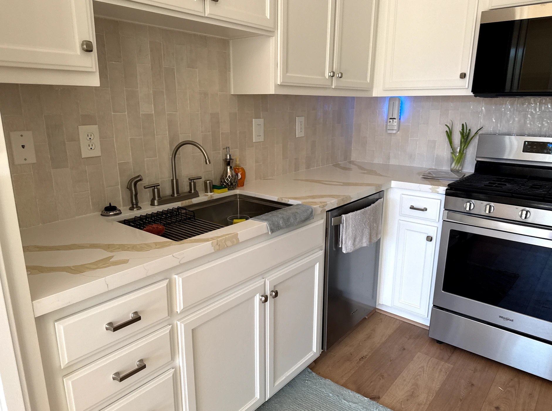 Renovated interior kitchen with modern finishes